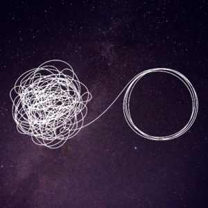 chaotic scribble turns into simple circle, to represent simplifying how you talk about your work