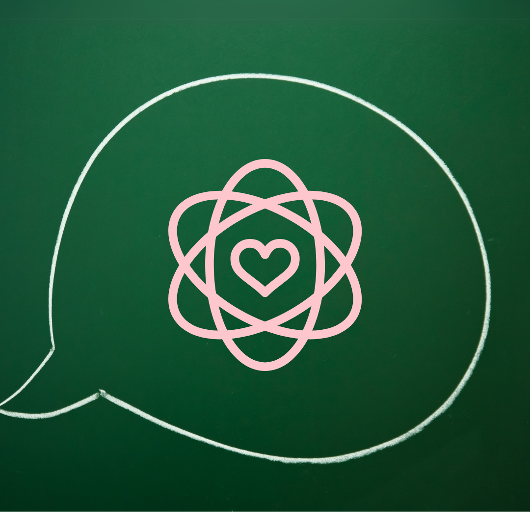 a heart representing values inside a chalkboard conversation bubble