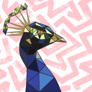 peacock on graffiti background, representing the idea of being BOLD