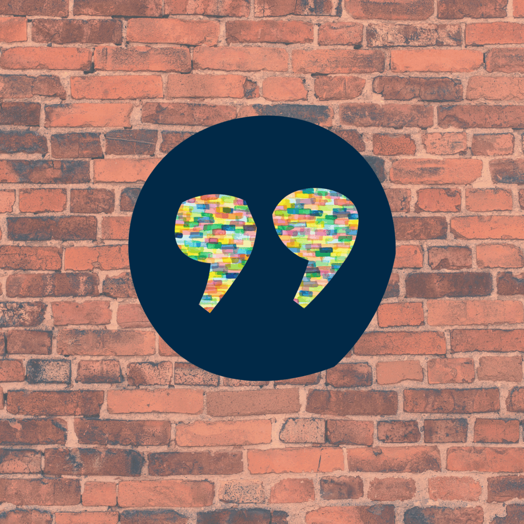 colorful quotation marks representing a personal quote page for thought leadership