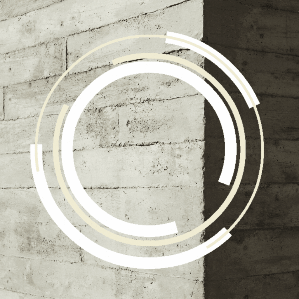 swirling circles in front of a concrete wall representing our shared context