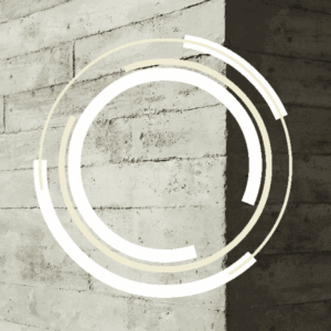 swirling circles in front of a concrete wall representing our shared context