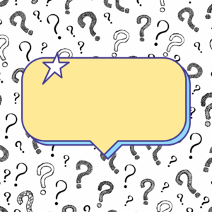 blank conversation bubble with question marks all around it